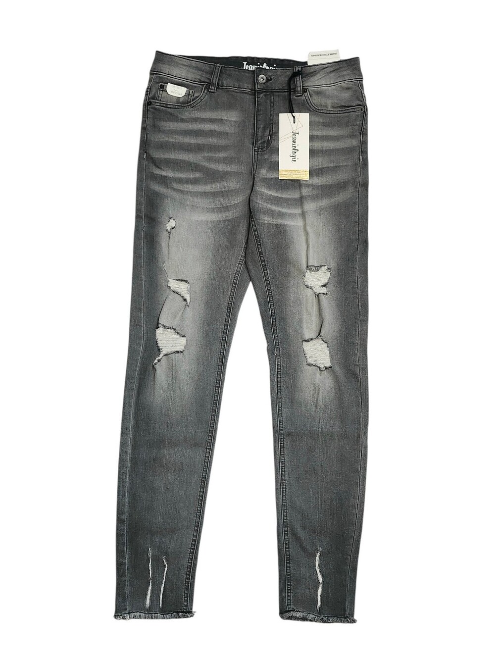 Jeaniologie Gray Distressed High Rise Skinny Jeans size 12 NWT